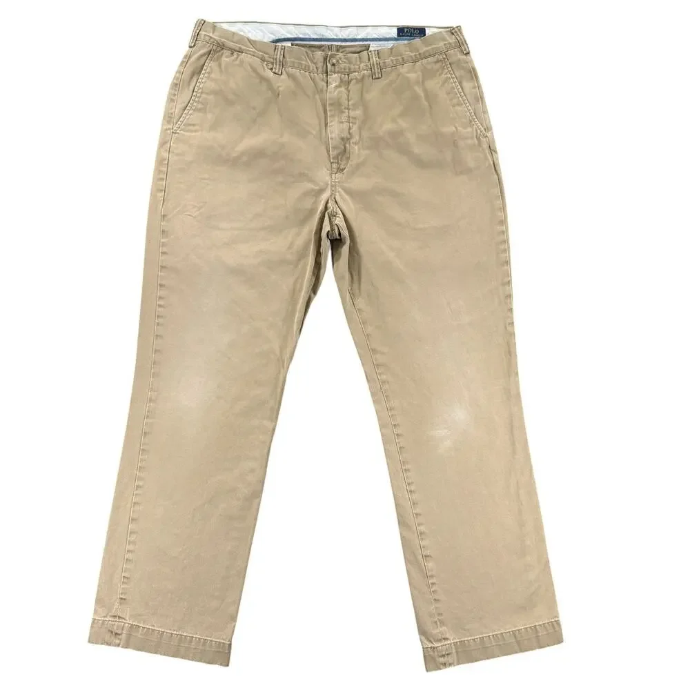 Polo Ralph Lauren Chino Pants Mens 38/32 Khaki Tan Classic Fit Cotton Twill Prep